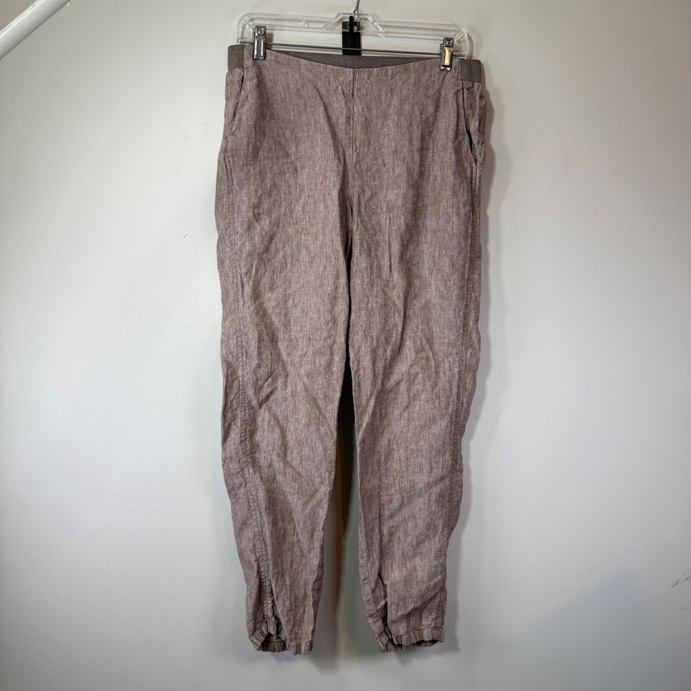 J. Jill Love Linen Joggers Women's Small Brown 100% Linen Minimalist Earthy Boho